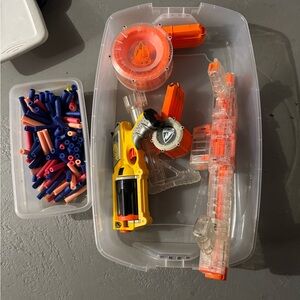 Nerf gun collection and foam bullets